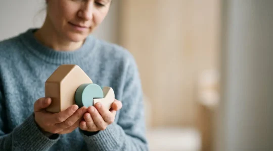 Concept symbolique de protection financière et invalidité pour assurance de prêt immobilier