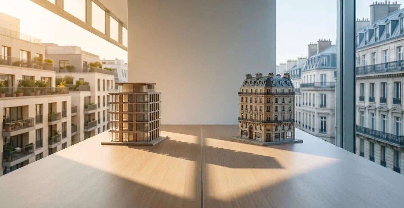 Concept d'investissement immobilier représentant les deux stratégies locatives : cashflow positif et patrimonial